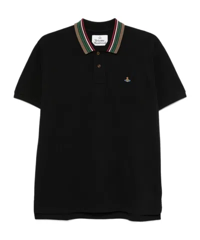 Vivienne Westwood Classic Cotton Pique Polo Shirt In Black
