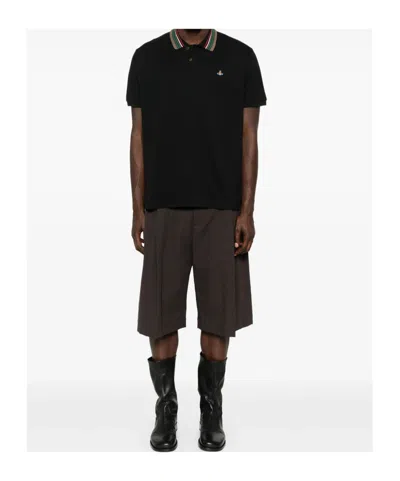 Vivienne Westwood Classic Cotton Pique Polo Shirt In Black