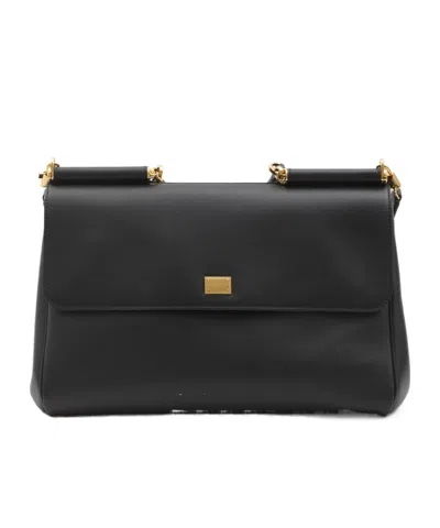 Dolce & Gabbana My Sicily Leather Handbag In Black