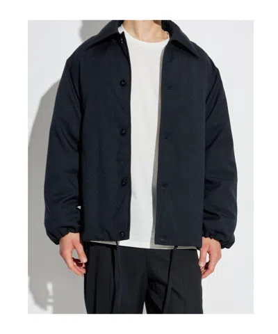 Jil Sander Wool Coat With Long Sleeves And Curved Hem In Black