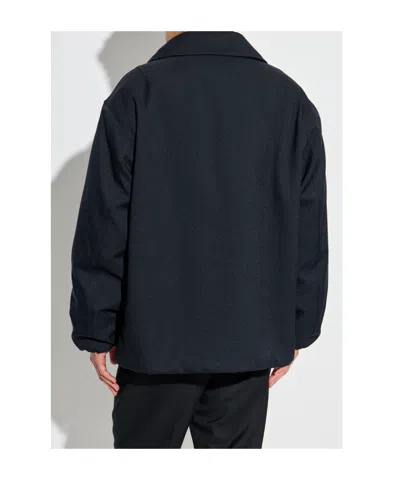 Jil Sander Wool Coat With Long Sleeves And Curved Hem In Black