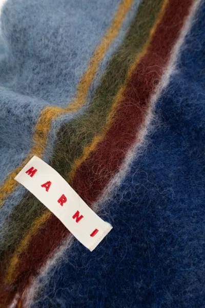 Marni Textured Wool Scarf With Playful Fringes In Multi