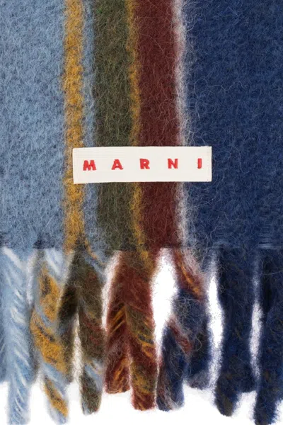 Marni Textured Wool Scarf With Playful Fringes In Multi