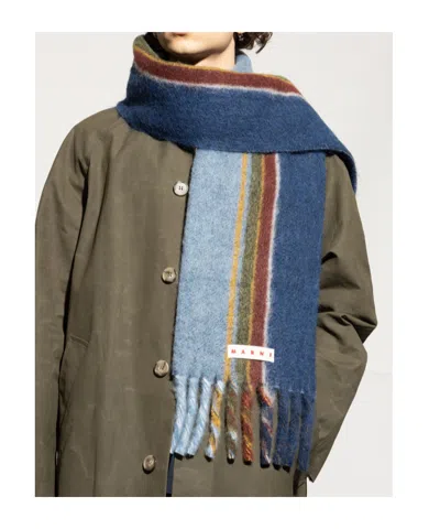 Marni Textured Wool Scarf With Playful Fringes In Multi