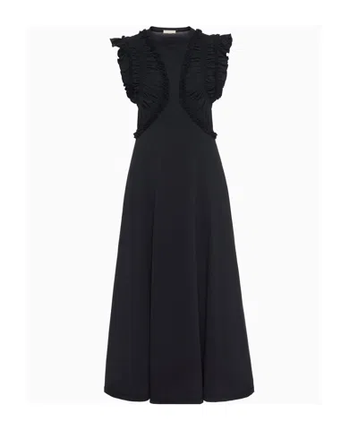Ulla Johnson Shiva Sleeveless Ruffled Midi Dress In Noir In Black