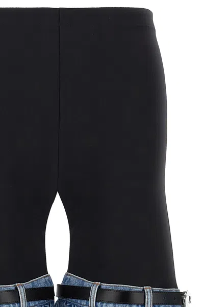 Coperni Hybrid Denim & Jersey Flared Pants In Blue