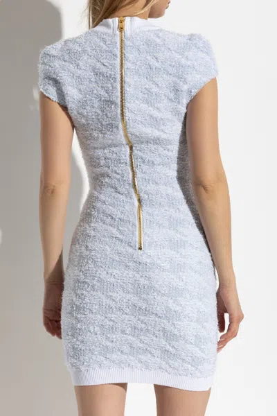 Balmain Tweed Mini Dress In White