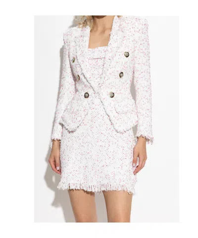 Balmain Tweed Fitted Blazer With Decorative-buttons In White