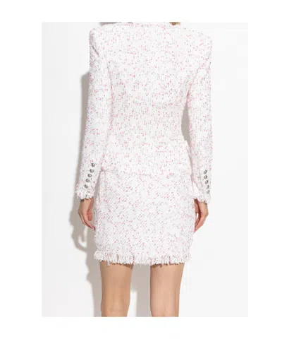 Balmain Tweed Fitted Blazer With Decorative-buttons In White