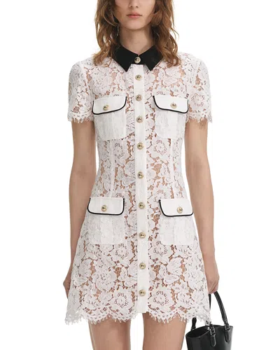 Self-portrait Short Dress With Floral Lace Embroidery Self Portrait In White