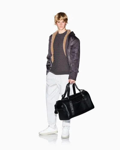 Armani Exchange Crew Neck Wool Blend Old-fashioned Style Pullover Sweater In Gray