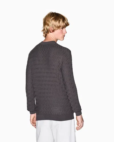 Armani Exchange Crew Neck Wool Blend Old-fashioned Style Pullover Sweater In Gray