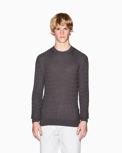Armani Exchange Crew Neck Wool Blend Old-fashioned Style Pullover Sweater In Gray