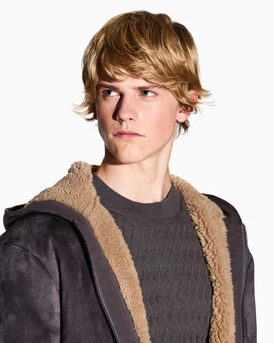 Armani Exchange Crew Neck Wool Blend Old-fashioned Style Pullover Sweater In Gray