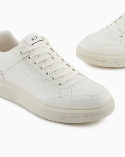 Armani Exchange Basic Sneakers With Stitching In Neutral