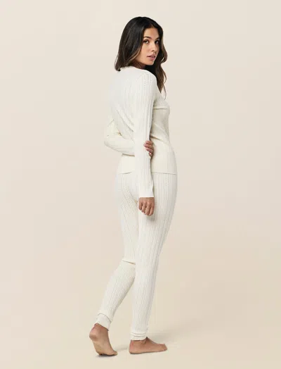 Papinelle Olivia Cable Pointelle Full Length Pj Set In White