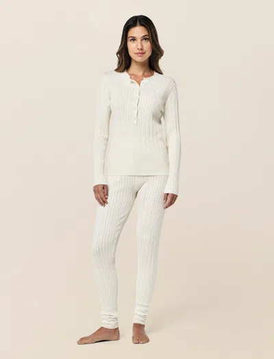 Papinelle Olivia Cable Pointelle Full Length Pj Set In White