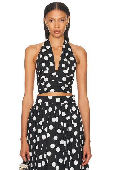 Sans Faff Carlo Polka Dot Halter Top In Black