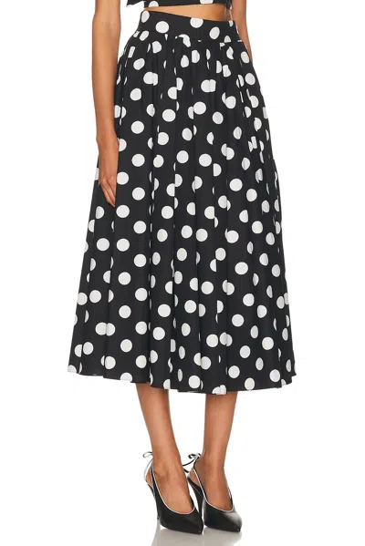Sans Faff Eden Polka Dot Poplin Skirt In Black