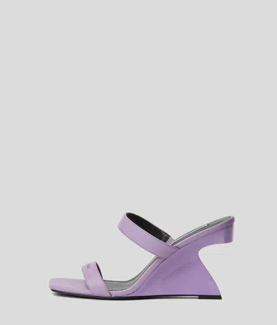 Karl Lagerfeld 90mm Waverly Double-strap Wedge Slides In Purple