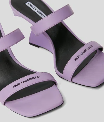 Karl Lagerfeld 90mm Waverly Double-strap Wedge Slides In Purple