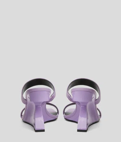 Karl Lagerfeld 90mm Waverly Double-strap Wedge Slides In Purple