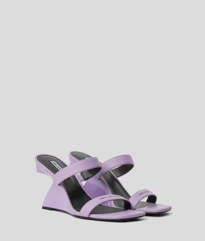 Karl Lagerfeld 90mm Waverly Double-strap Wedge Slides In Purple