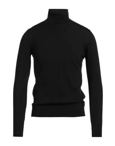Alpha Studio Man Turtleneck Black Size 40 Merino Wool In Black
