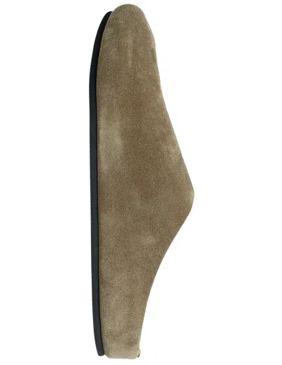 The Row Beige Hudson Suede Slide Loafers In Brown