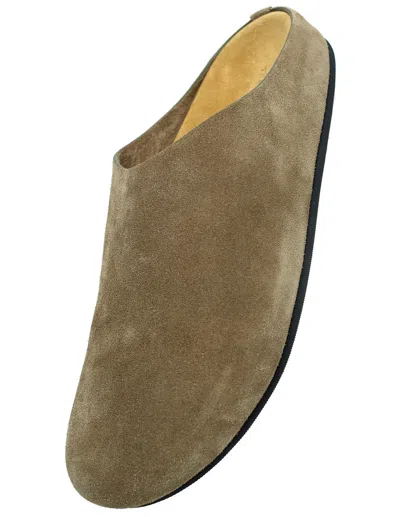 The Row Beige Hudson Suede Slide Loafers In Brown