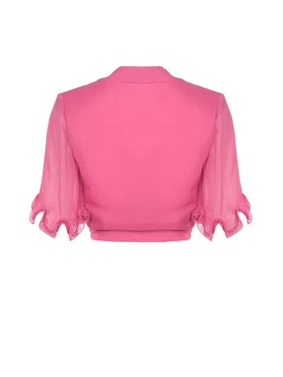 Rotate Birger Christensen Rotate Chiffon Tied Top In Pink