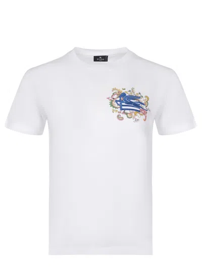Etro White T-shirt With Logo Embroidery