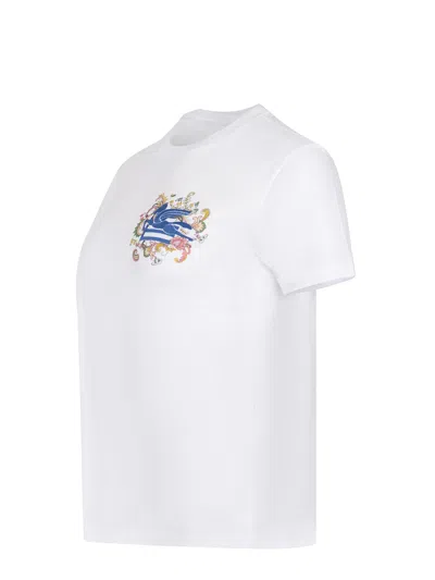 Etro White T-shirt With Logo Embroidery