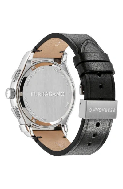 Ferragamo 1927 Chrono Leather Watch In Black