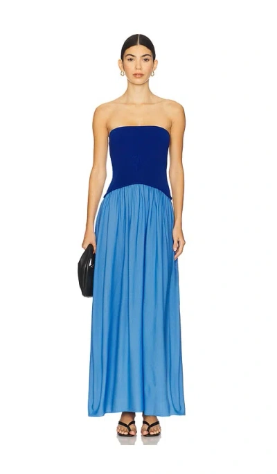 Solid & Striped Strapless Soglio Dress In Maritime Navy In Blue