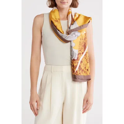 La Fiorentina Floral Print Scarf In Yellow