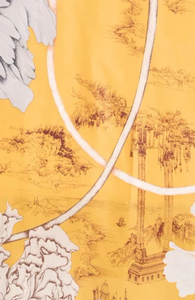 La Fiorentina Floral Print Scarf In Yellow