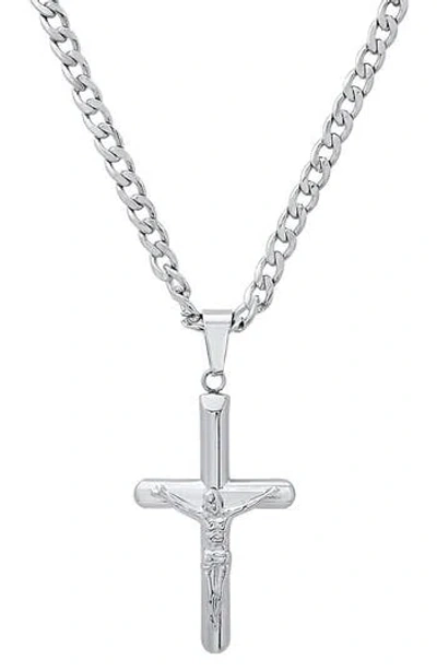 Hmy Jewelry Stainless Steel Tubular Crucifix Pendant Necklace
