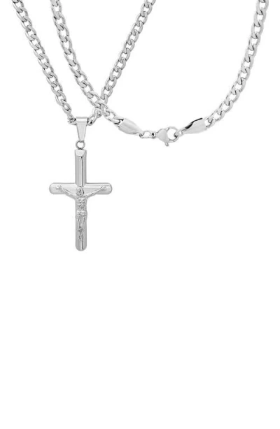Hmy Jewelry Stainless Steel Tubular Crucifix Pendant Necklace