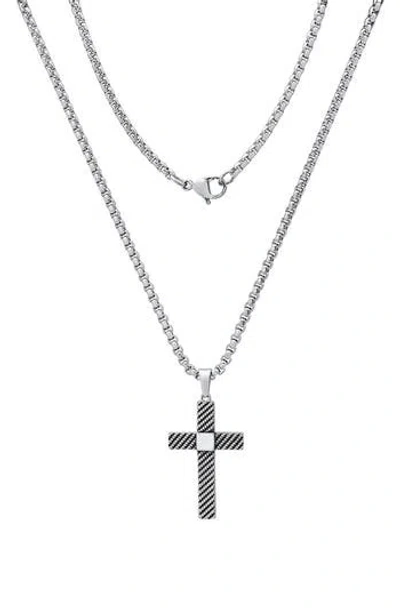 Hmy Jewelry Stainless Steel Textured Cross Pendant Necklace