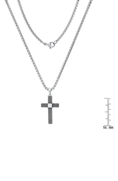 Hmy Jewelry Stainless Steel Textured Cross Pendant Necklace