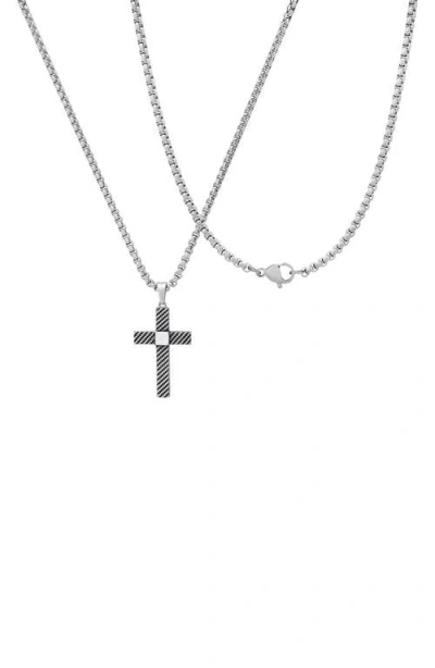 Hmy Jewelry Stainless Steel Textured Cross Pendant Necklace