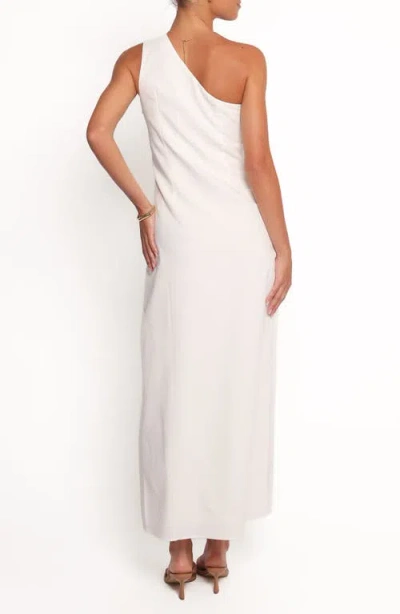 Petal And Pup Petal & Pup Chandler One-shoulder Linen Blend Maxi Dress In White