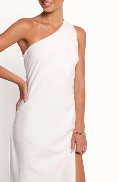 Petal And Pup Petal & Pup Chandler One-shoulder Linen Blend Maxi Dress In White