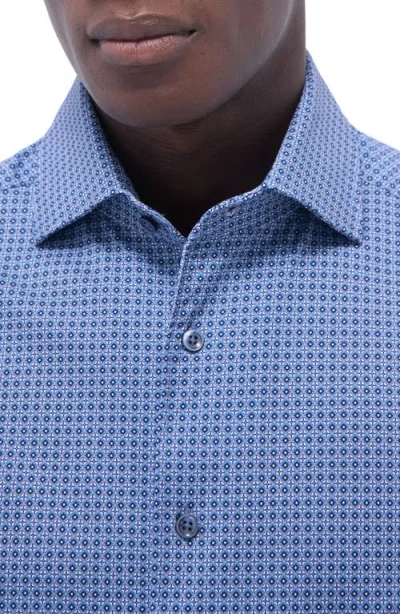 Bugatchi Devon Ooohcotton® Geo Print Button-up Shirt In Blue