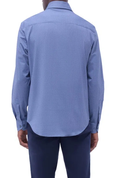 Bugatchi Devon Ooohcotton® Geo Print Button-up Shirt In Blue