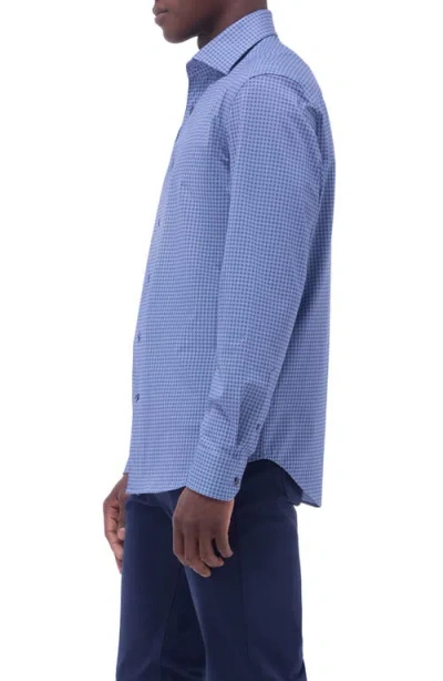Bugatchi Devon Ooohcotton® Geo Print Button-up Shirt In Blue