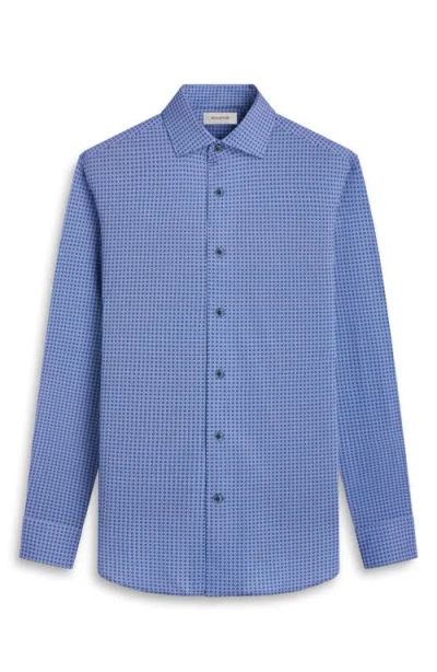 Bugatchi Devon Ooohcotton® Geo Print Button-up Shirt In Blue