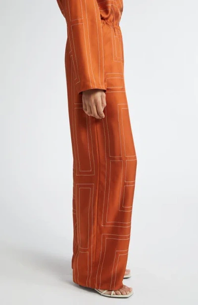 Totême Toteme Women Monogram Silk Pajama Pants In Orange
