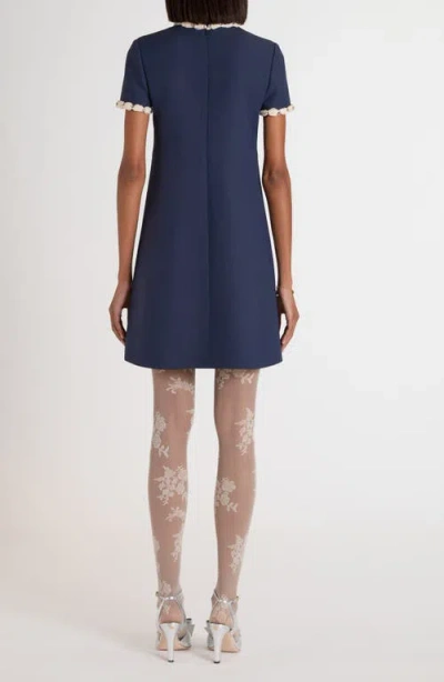 Valentino Garavani Wool And Silk Embroidered Dress In Blue